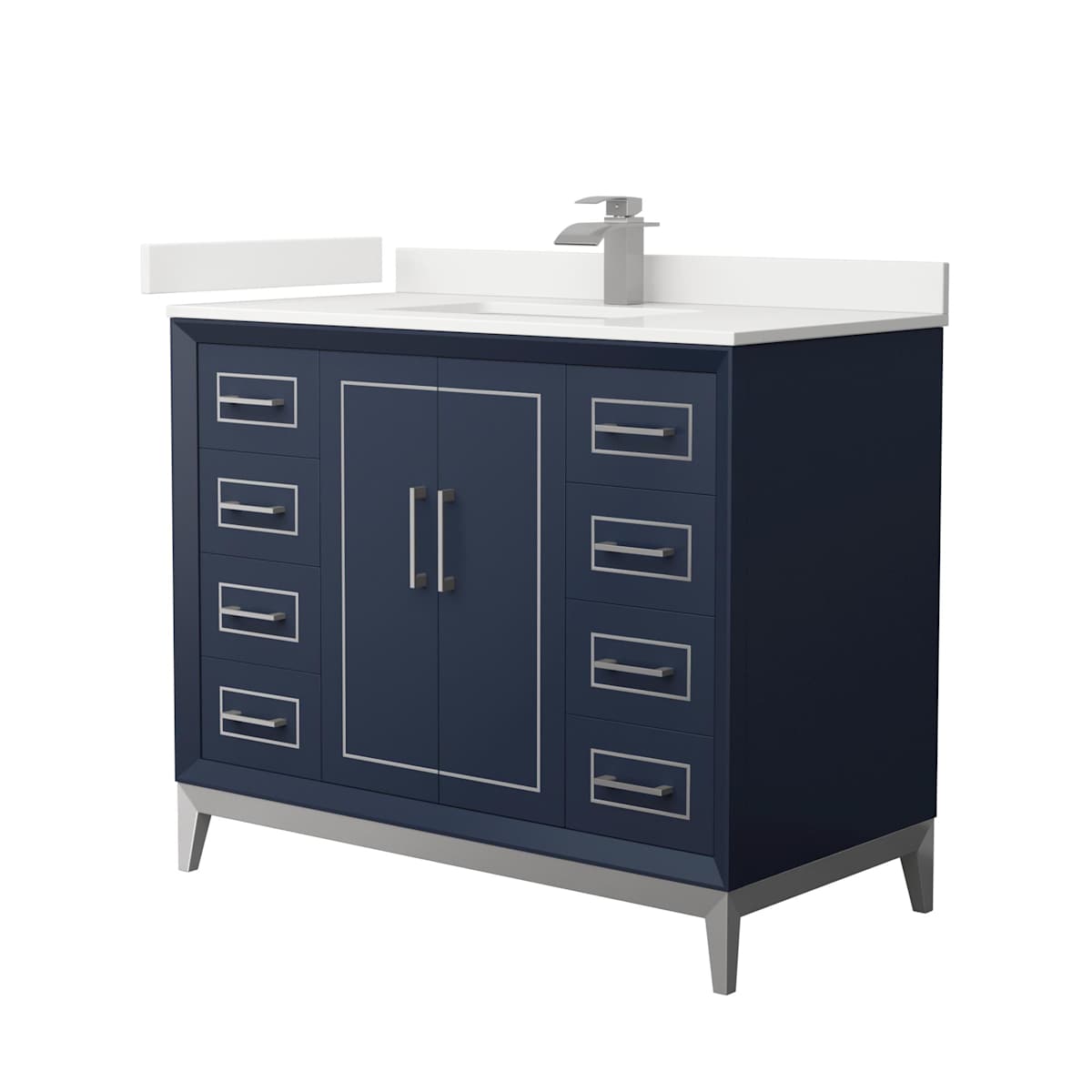 Marlena 42" Free Standing Single Basin Vanity Set with Cabinet and Quartz Vanity Top - image 1