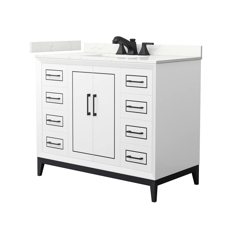 Marlena 42" Free Standing Single Basin Vanity Set with Cabinet and Quartz Vanity Top - image 1