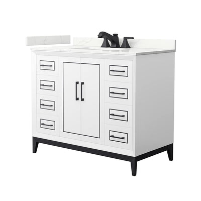 Marlena 42" Free Standing Single Basin Vanity Set with Cabinet and Quartz Vanity Top - image 1