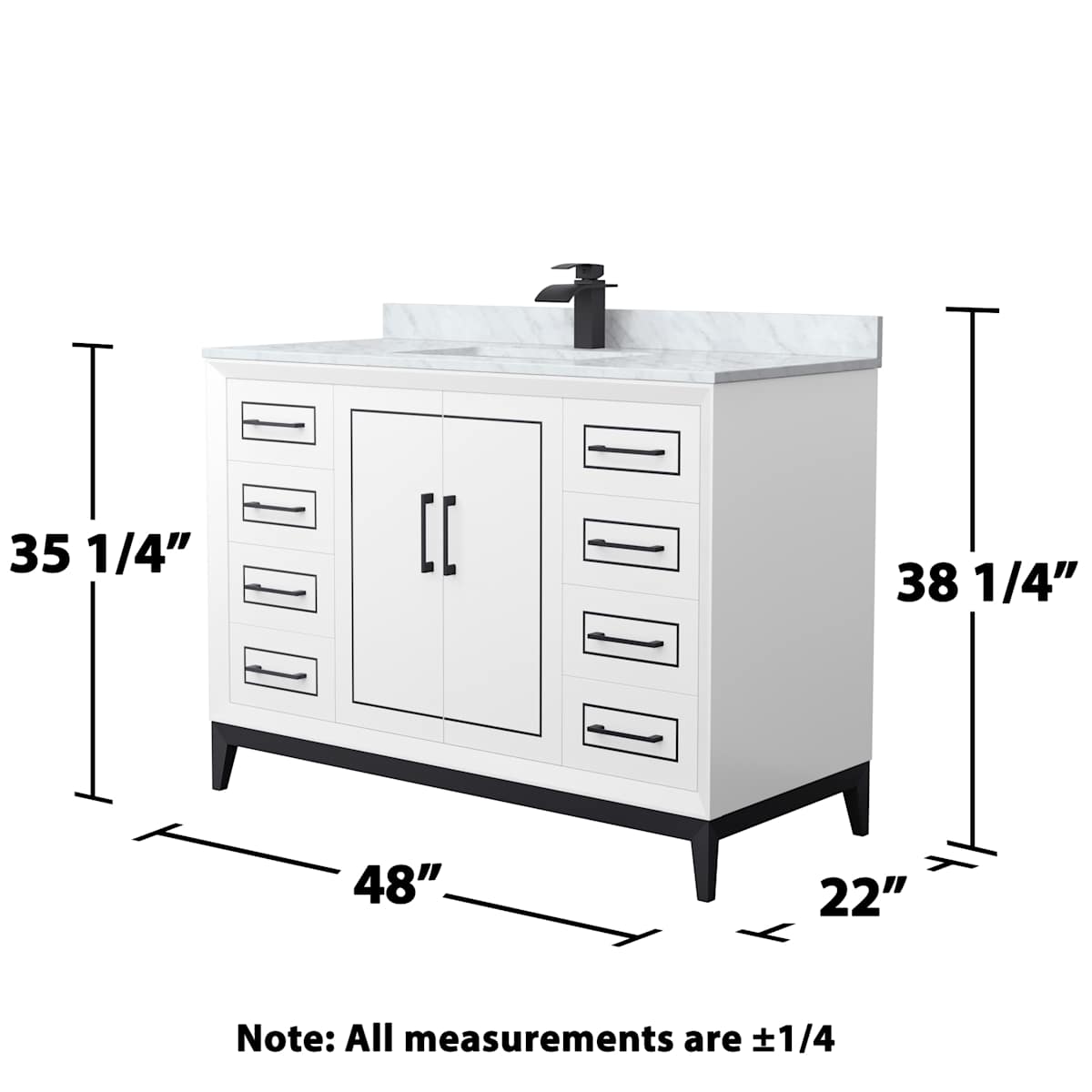 Marlena 48" Free Standing Single Basin Vanity Set with Cabinet and Marble Vanity Top