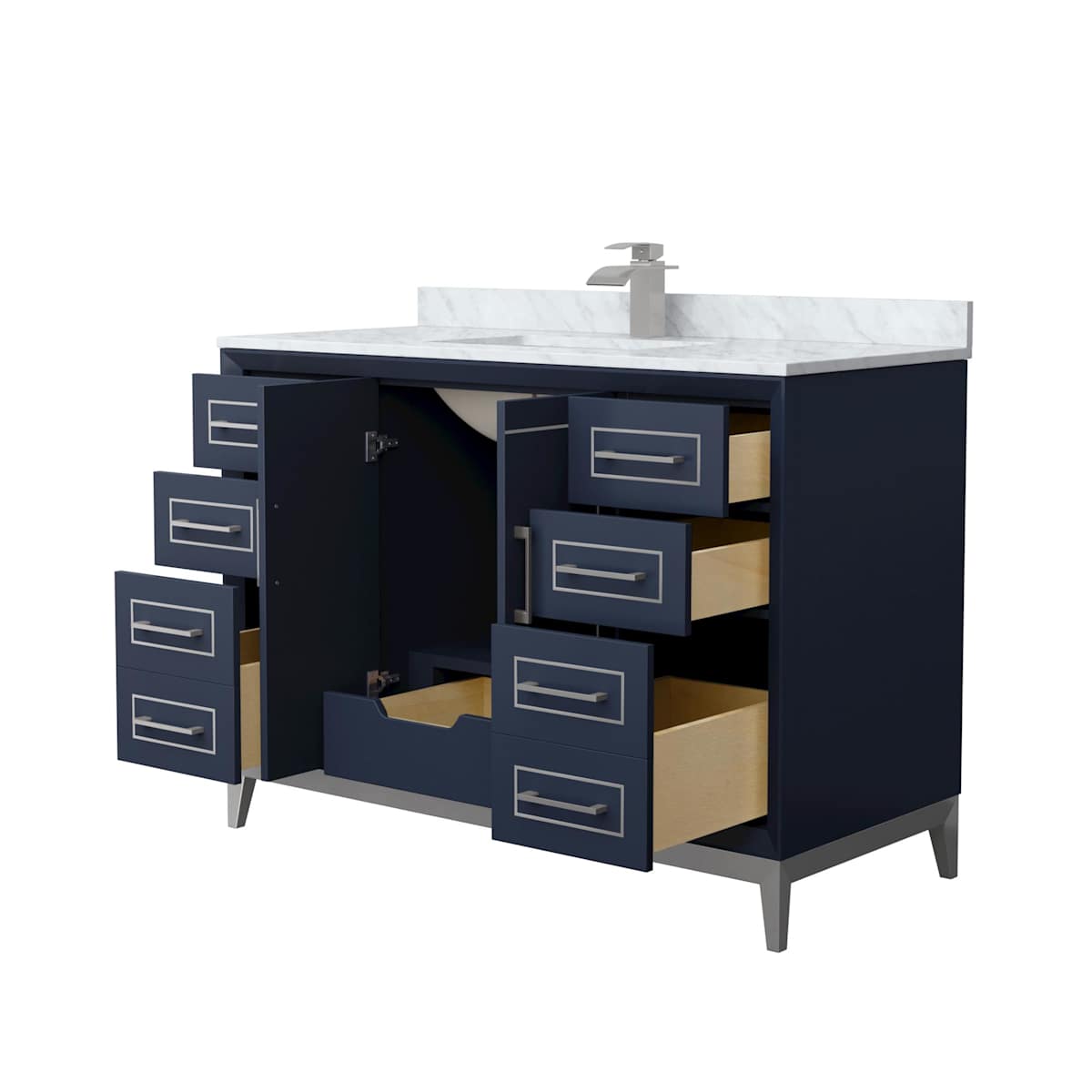 Marlena 48" Free Standing Single Basin Vanity Set with Cabinet and Marble Vanity Top