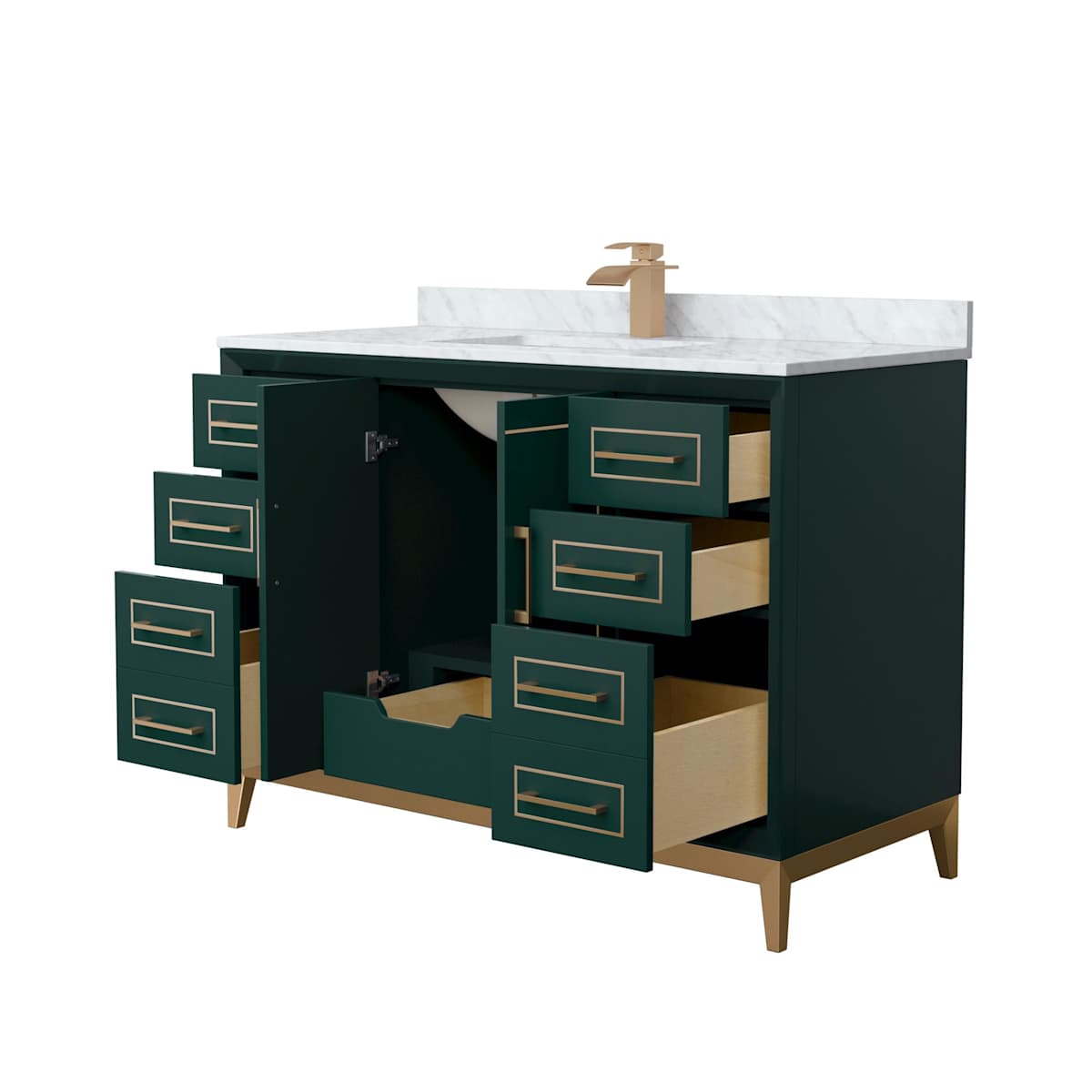 Marlena 48" Free Standing Single Basin Vanity Set with Cabinet and Marble Vanity Top