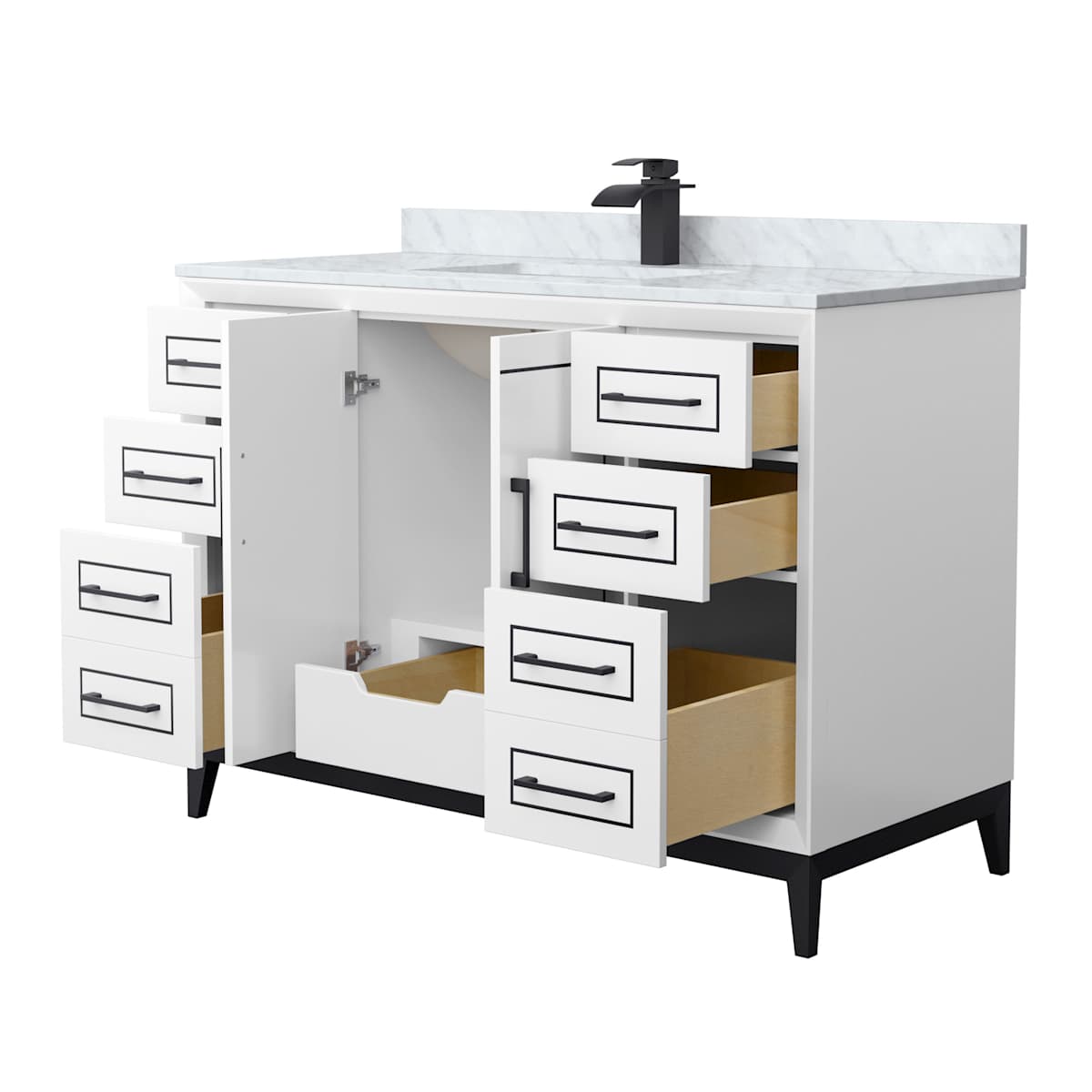 Marlena 48" Free Standing Single Basin Vanity Set with Cabinet and Marble Vanity Top