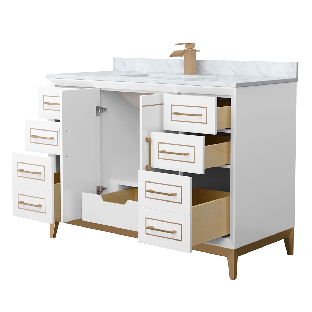 Marlena 48" Free Standing Single Basin Vanity Set with Cabinet and Marble Vanity Top
