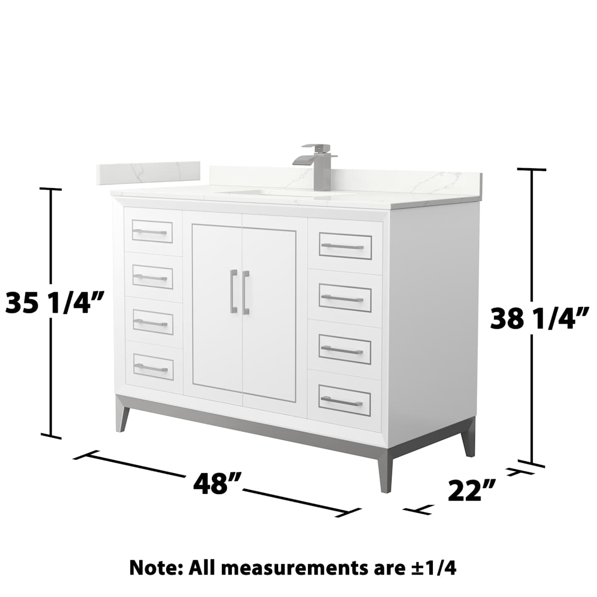 Marlena 48" Free Standing Single Basin Vanity Set with Cabinet and Quartz Vanity Top
