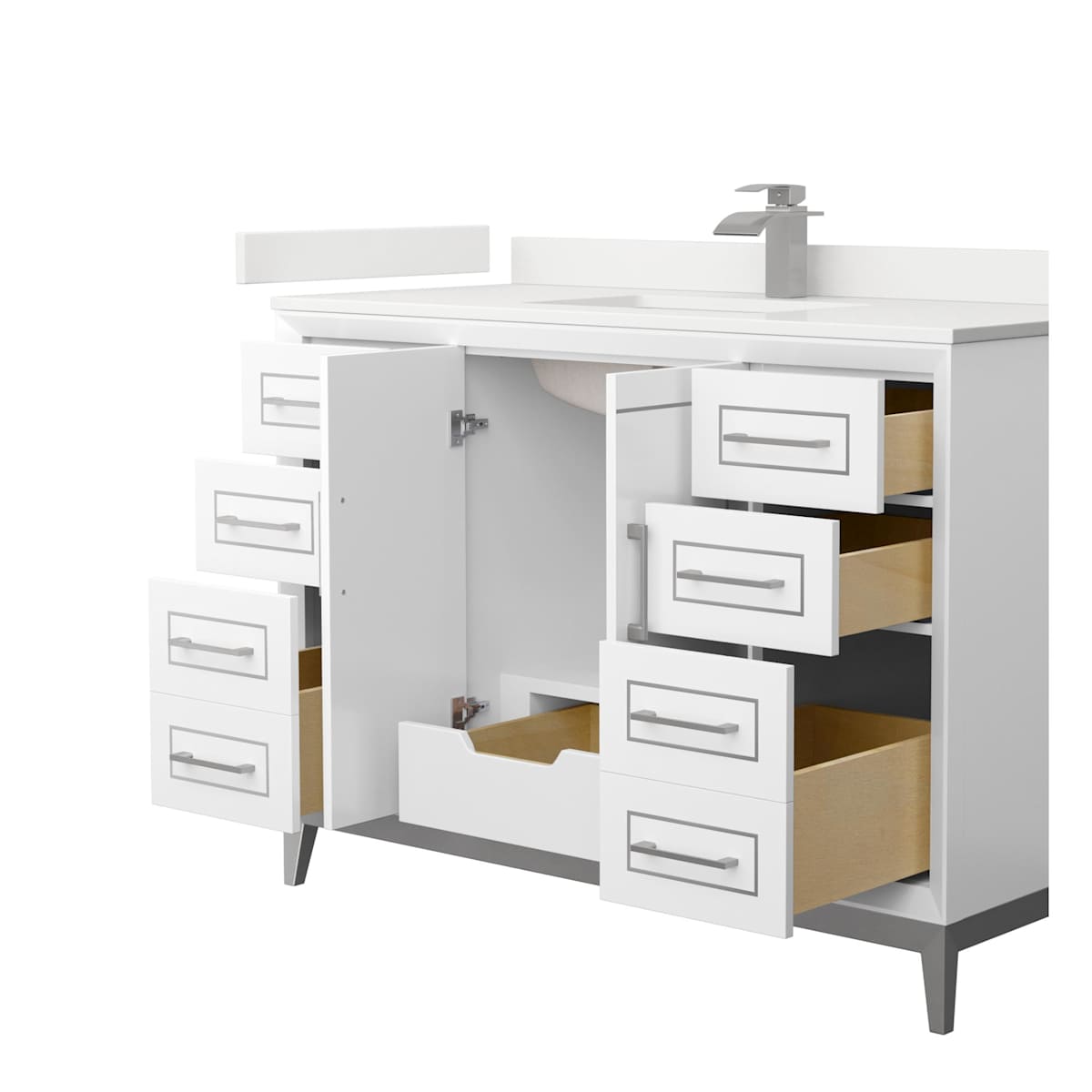 Marlena 48" Free Standing Single Basin Vanity Set with Cabinet and Quartz Vanity Top