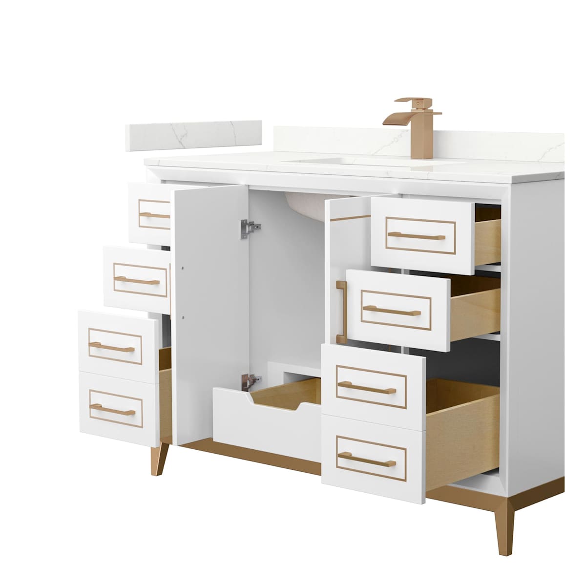 Marlena 48" Free Standing Single Basin Vanity Set with Cabinet and Quartz Vanity Top