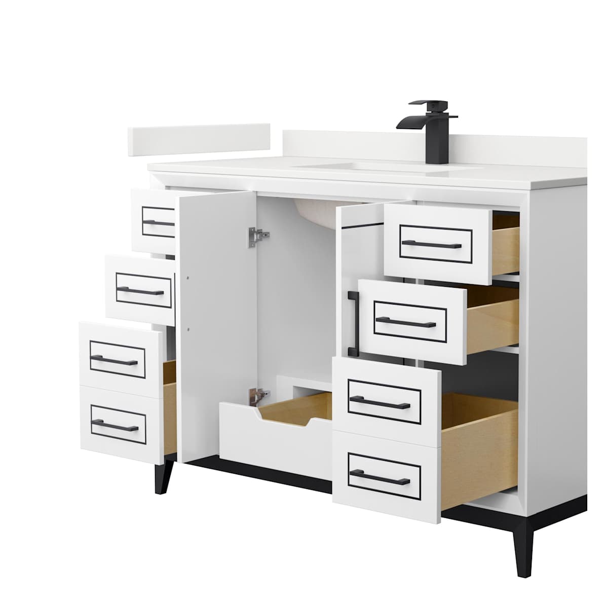 Marlena 48" Free Standing Single Basin Vanity Set with Cabinet and Quartz Vanity Top - image 12