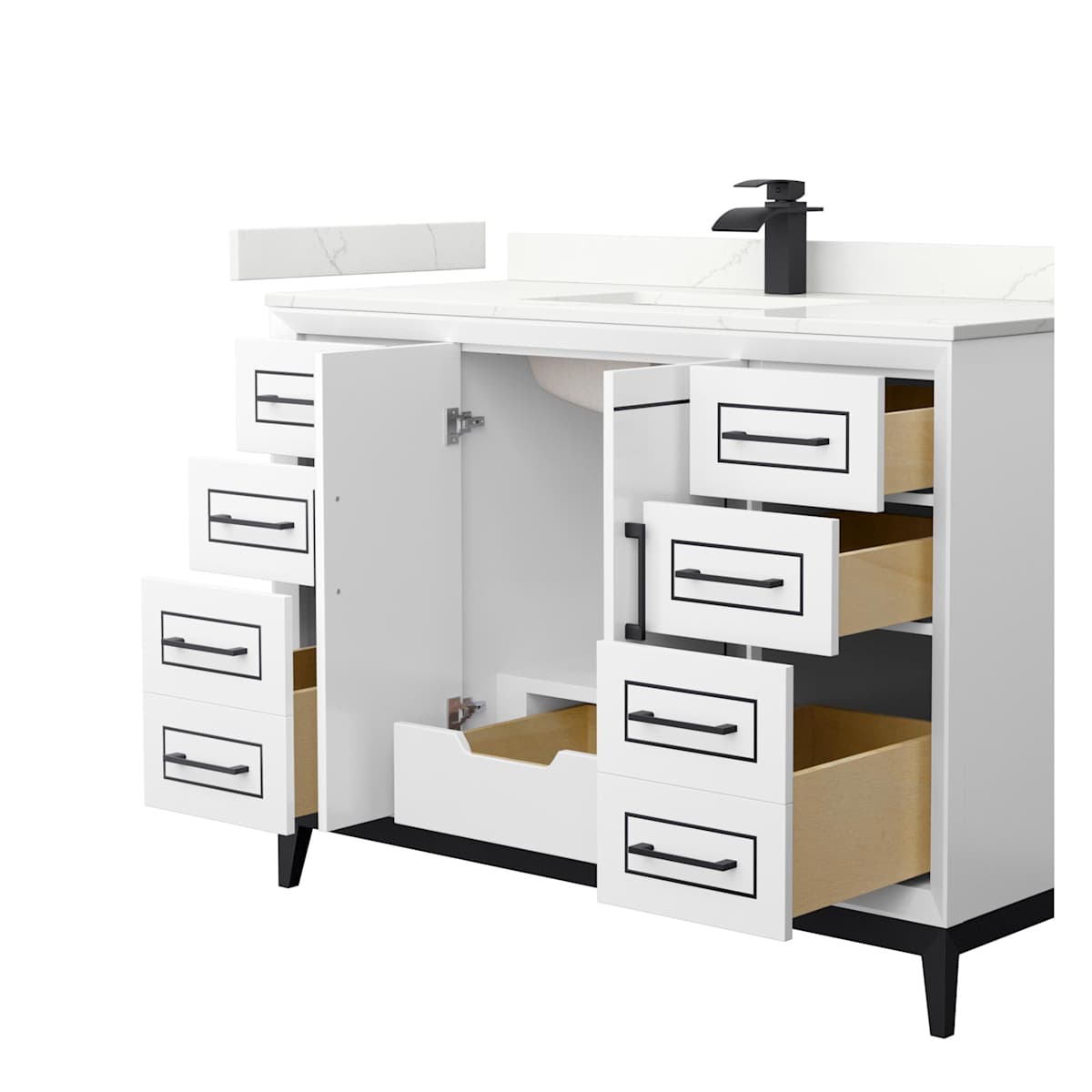 Marlena 48" Free Standing Single Basin Vanity Set with Cabinet and Quartz Vanity Top - image 13
