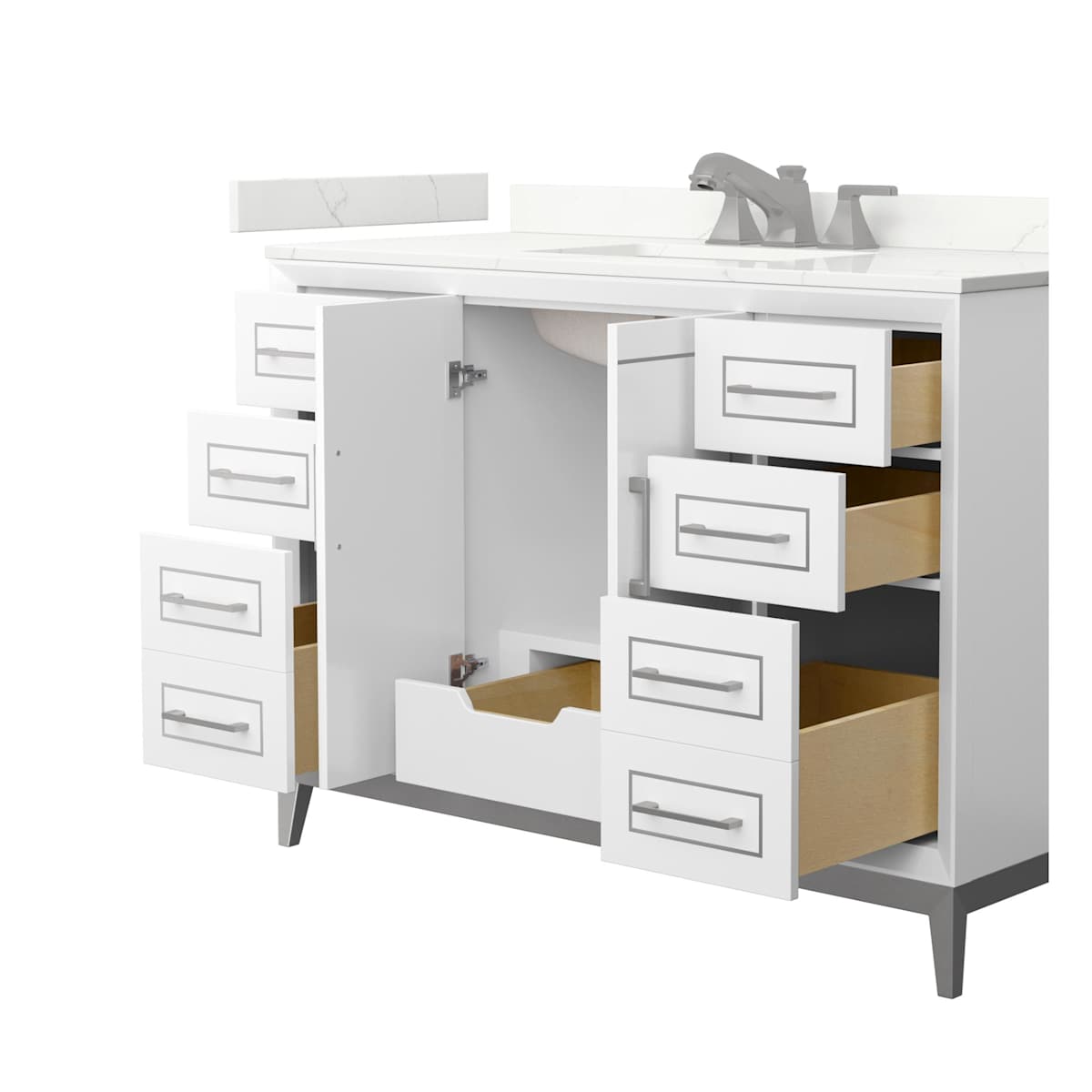 Marlena 48" Free Standing Single Basin Vanity Set with Cabinet and Quartz Vanity Top