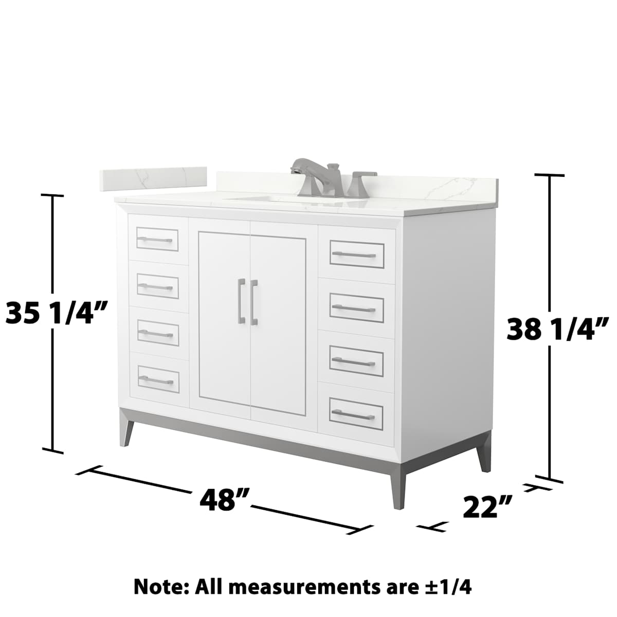 Marlena 48" Free Standing Single Basin Vanity Set with Cabinet and Quartz Vanity Top