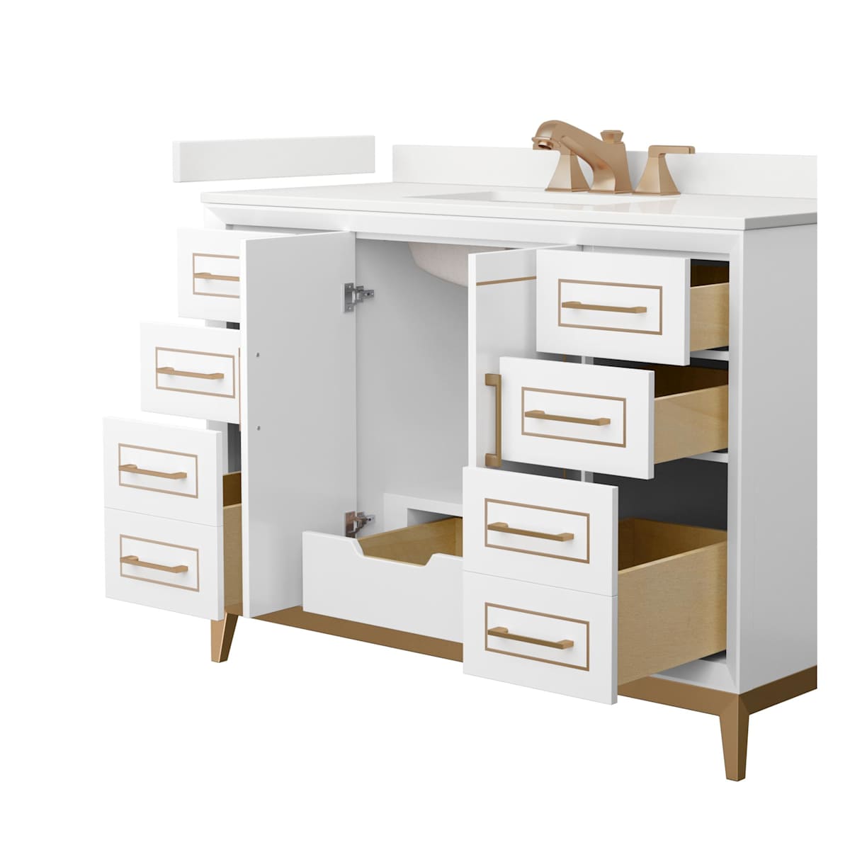 Marlena 48" Free Standing Single Basin Vanity Set with Cabinet and Quartz Vanity Top
