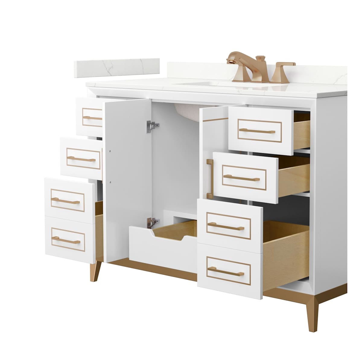 Marlena 48" Free Standing Single Basin Vanity Set with Cabinet and Quartz Vanity Top