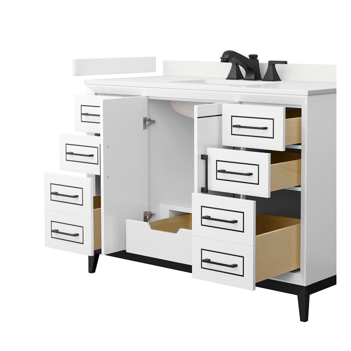 Marlena 48" Free Standing Single Basin Vanity Set with Cabinet and Quartz Vanity Top