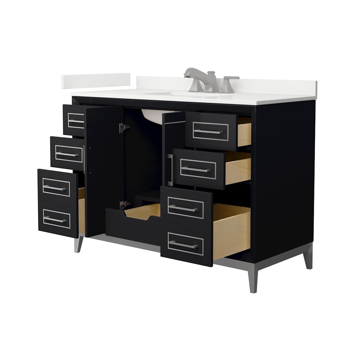 Marlena 48" Free Standing Single Basin Vanity Set with Cabinet and Quartz Vanity Top - image 18