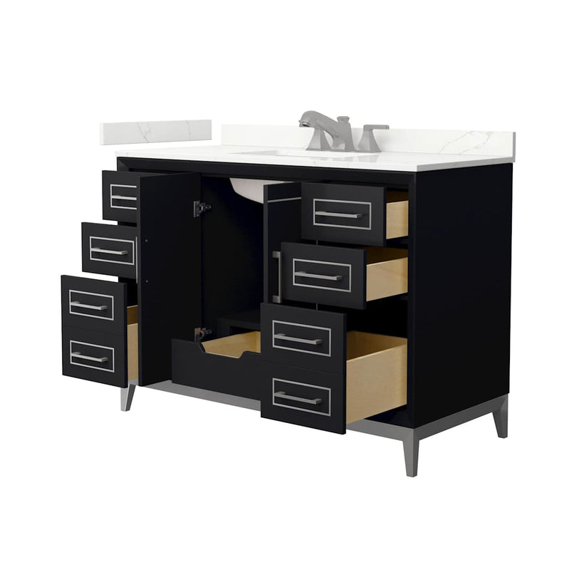 Marlena 48" Free Standing Single Basin Vanity Set with Cabinet and Quartz Vanity Top - image 19