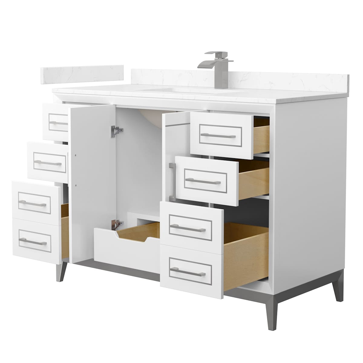 Marlena 48" Free Standing Single Basin Vanity Set with Cabinet and Cultured Marble Vanity Top - image 14
