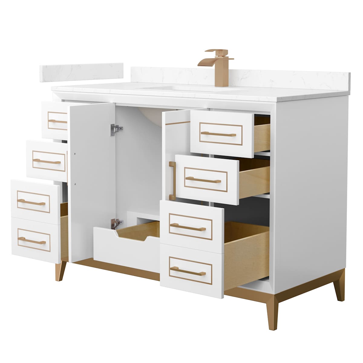 Marlena 48" Free Standing Single Basin Vanity Set with Cabinet and Cultured Marble Vanity Top - image 16