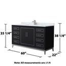 Marlena 60" Free Standing Single Basin Vanity Set with Cabinet and Marble Vanity Top - image 6