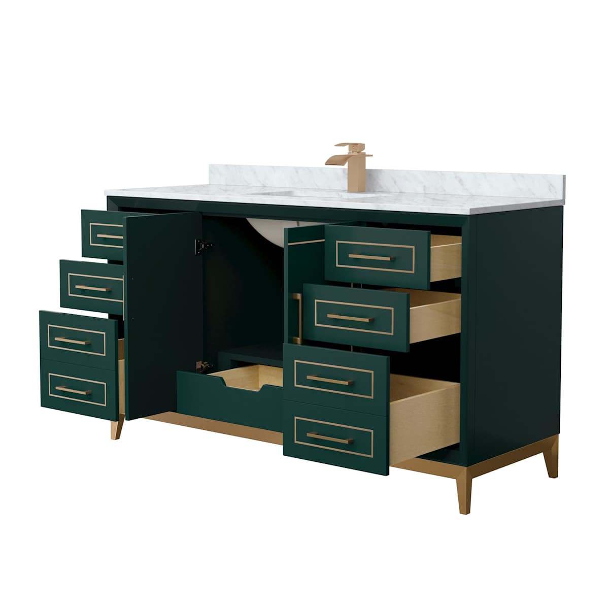 Marlena 60" Free Standing Single Basin Vanity Set with Cabinet and Marble Vanity Top - image 13