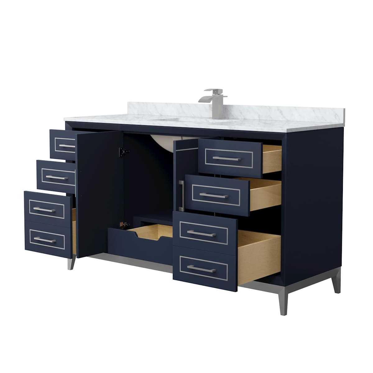 Marlena 60" Free Standing Single Basin Vanity Set with Cabinet and Marble Vanity Top - image 14