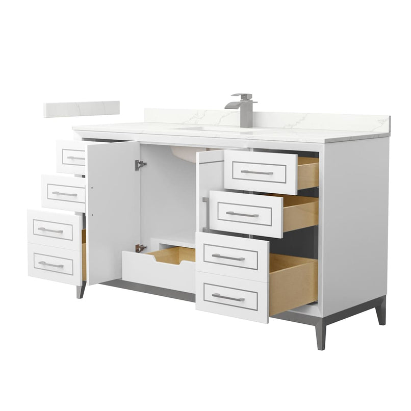 Marlena 60" Free Standing Single Basin Vanity Set with Cabinet and Quartz Vanity Top - image 2