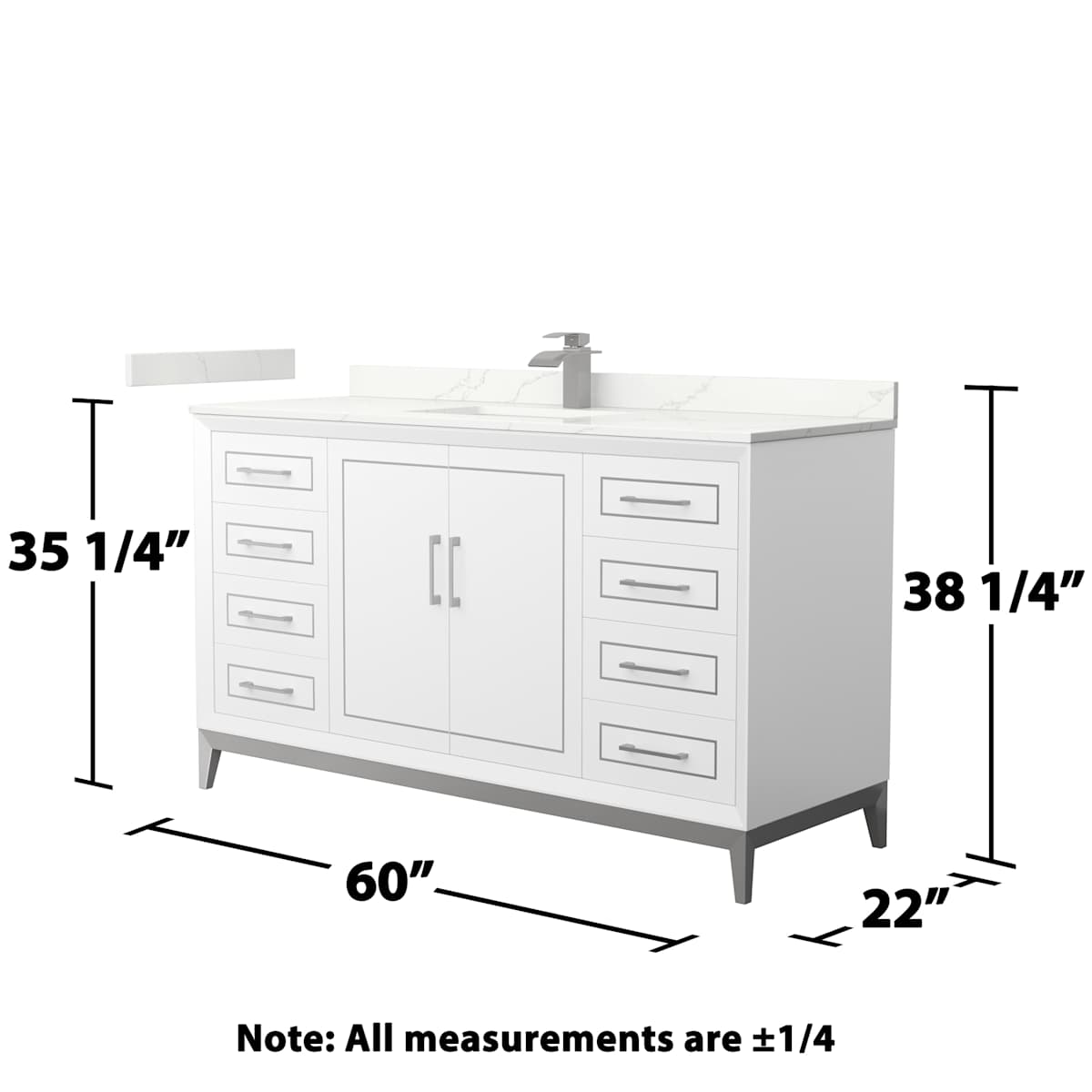 Marlena 60" Free Standing Single Basin Vanity Set with Cabinet and Quartz Vanity Top