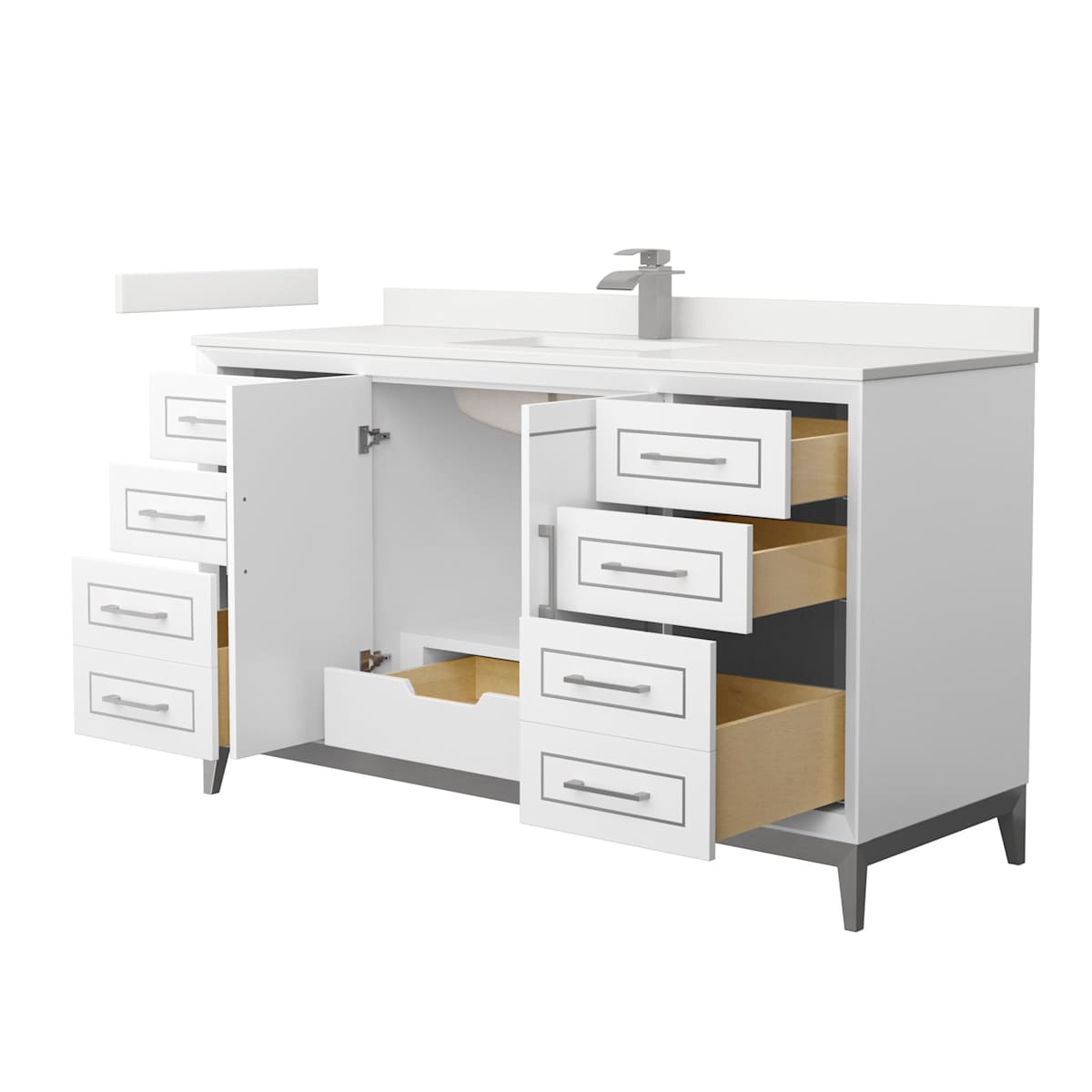 Marlena 60" Free Standing Single Basin Vanity Set with Cabinet and Quartz Vanity Top