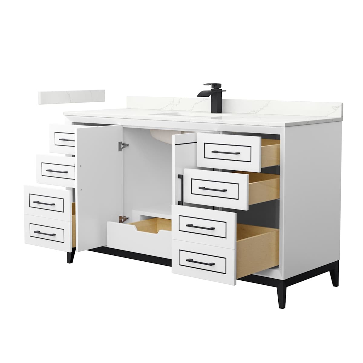 Marlena 60" Free Standing Single Basin Vanity Set with Cabinet and Quartz Vanity Top - image 13