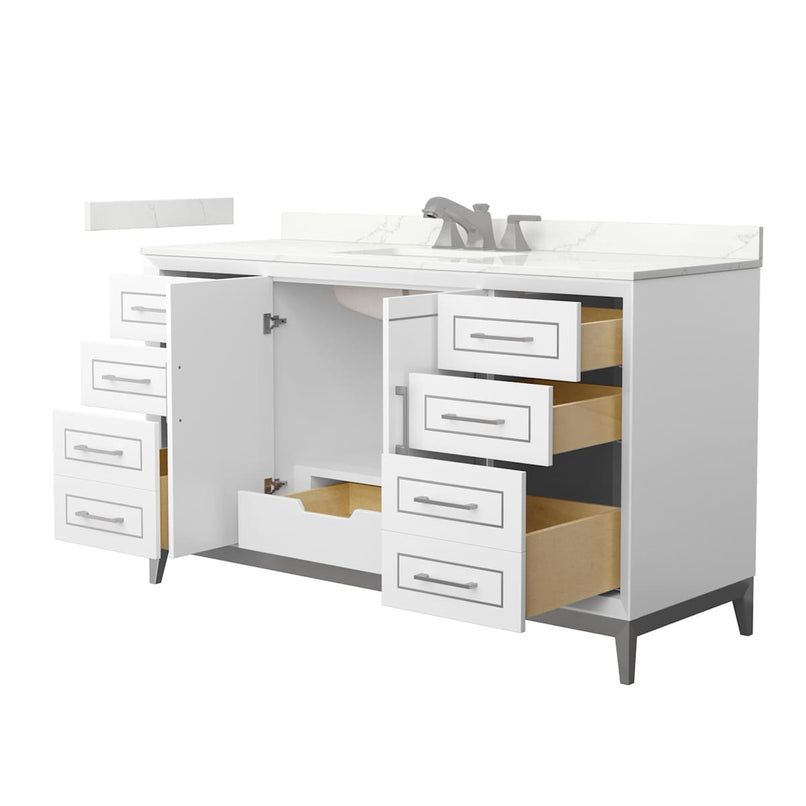 Marlena 60" Free Standing Single Basin Vanity Set with Cabinet and Quartz Vanity Top - image 2