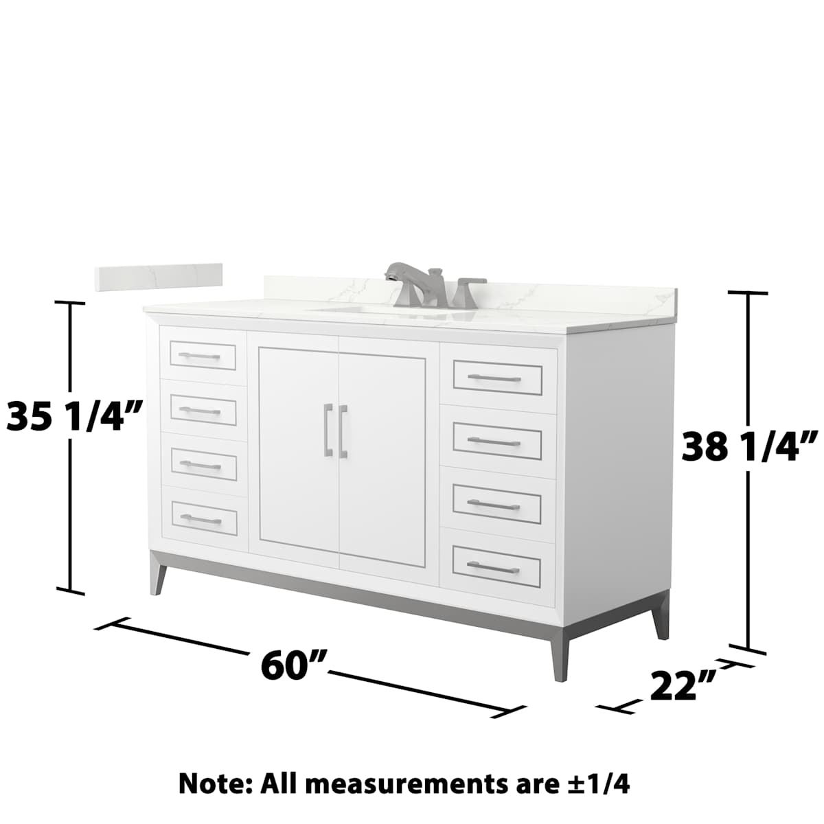 Marlena 60" Free Standing Single Basin Vanity Set with Cabinet and Quartz Vanity Top