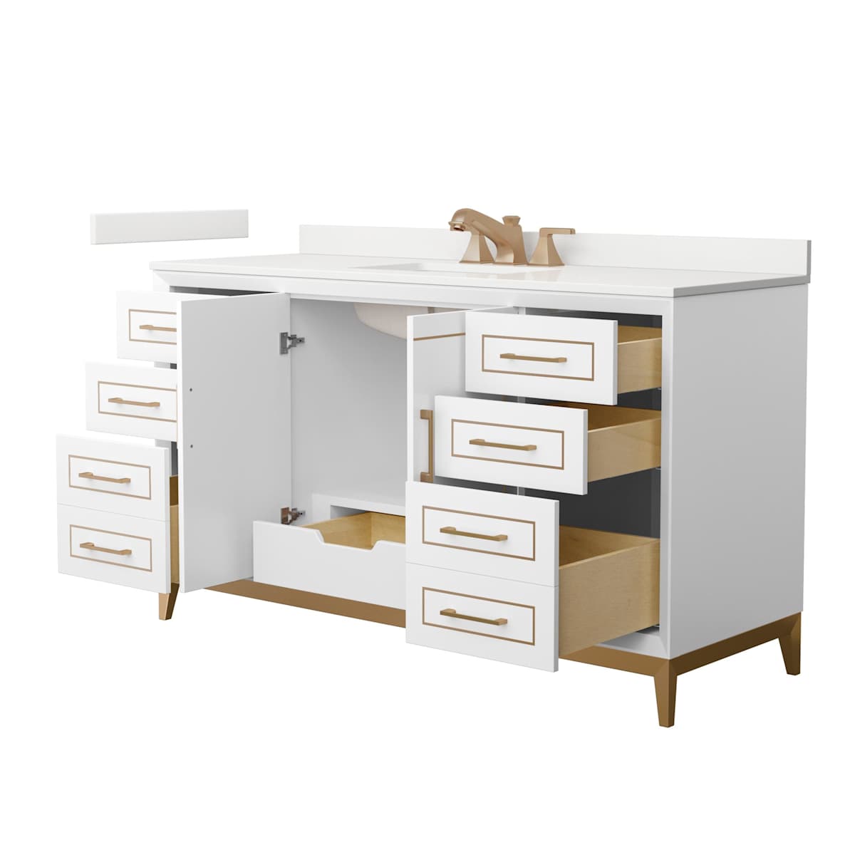 Marlena 60" Free Standing Single Basin Vanity Set with Cabinet and Quartz Vanity Top - image 10