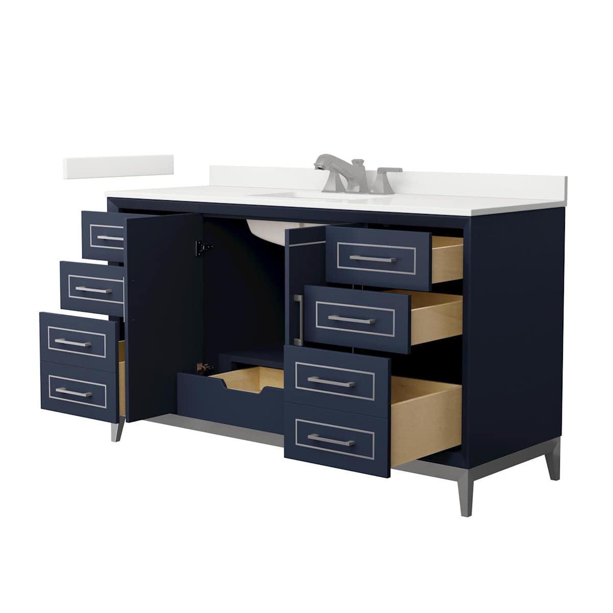 Marlena 60" Free Standing Single Basin Vanity Set with Cabinet and Quartz Vanity Top - image 16