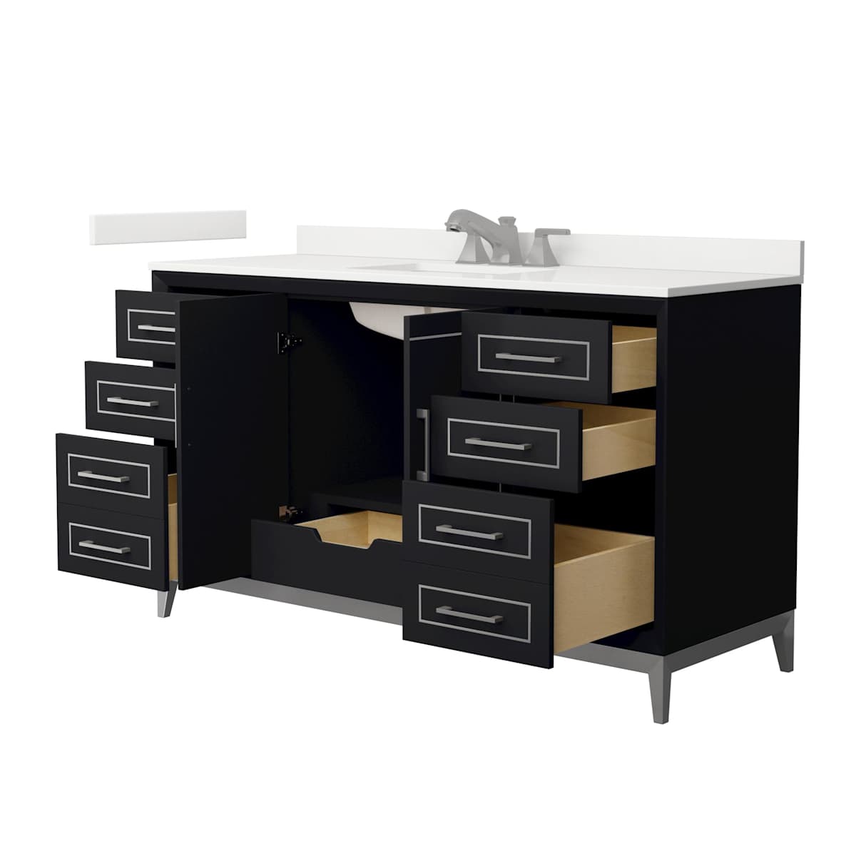 Marlena 60" Free Standing Single Basin Vanity Set with Cabinet and Quartz Vanity Top - image 18
