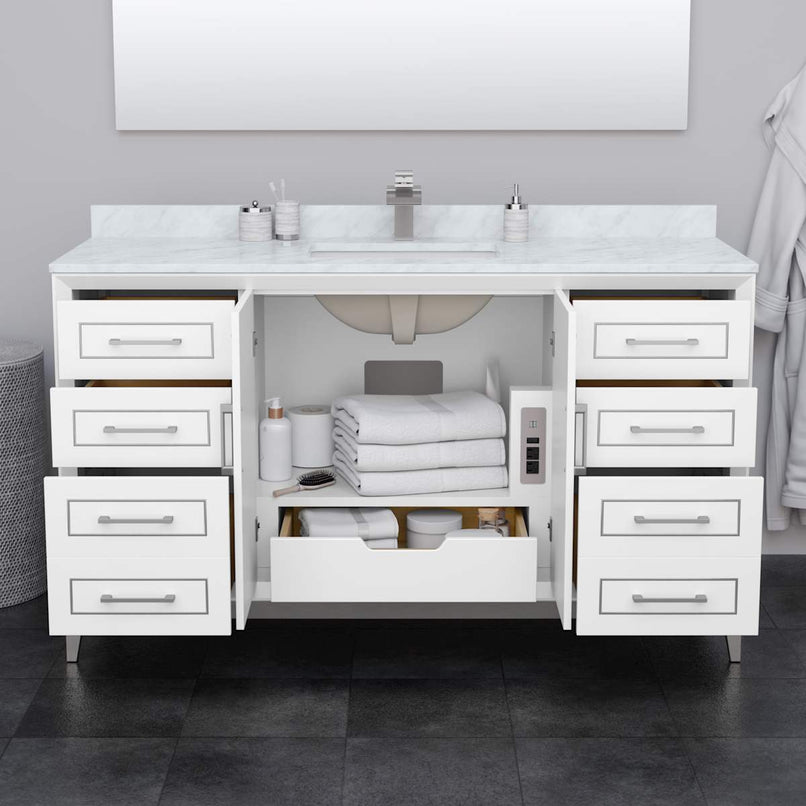 Marlena 60" Free Standing Single Basin Vanity Set with Cabinet and Cultured Marble Vanity Top - image 4