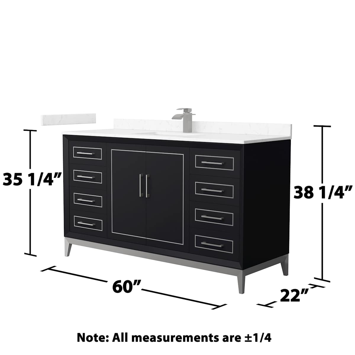 Marlena 60" Free Standing Single Basin Vanity Set with Cabinet and Cultured Marble Vanity Top - image 7