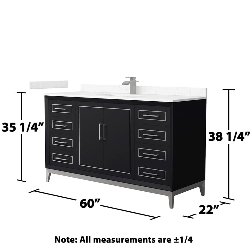 Marlena 60" Free Standing Single Basin Vanity Set with Cabinet and Cultured Marble Vanity Top - image 7