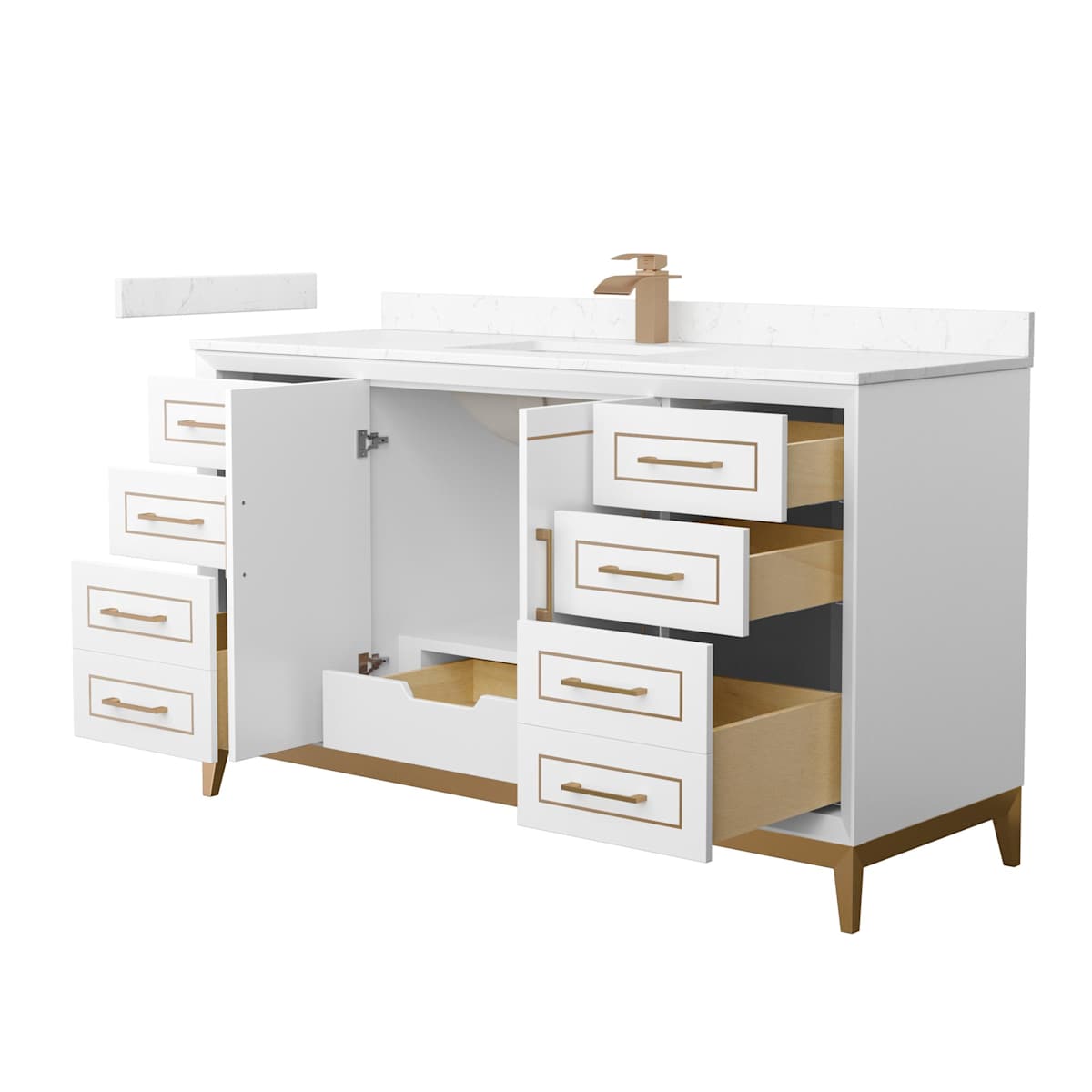 Marlena 60" Free Standing Single Basin Vanity Set with Cabinet and Cultured Marble Vanity Top