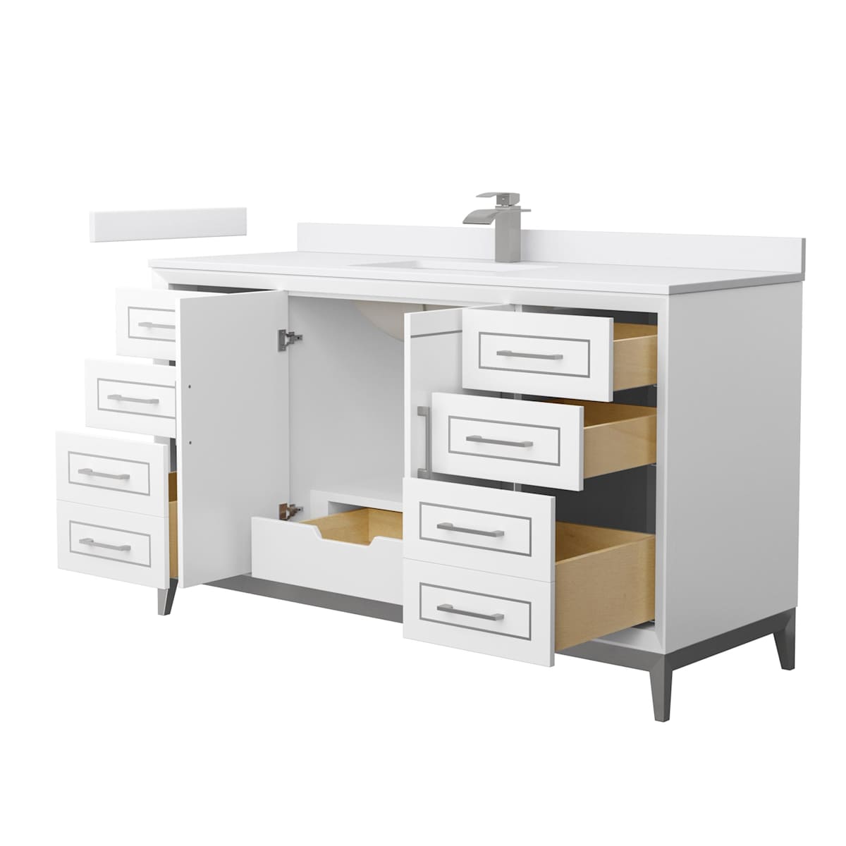 Marlena 60" Free Standing Single Basin Vanity Set with Cabinet and Cultured Marble Vanity Top