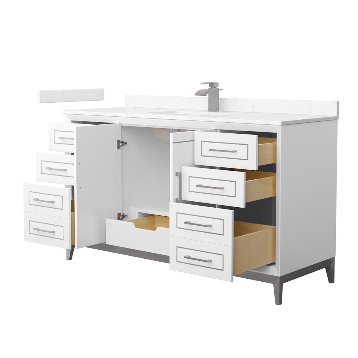 Marlena 60" Free Standing Single Basin Vanity Set with Cabinet and Cultured Marble Vanity Top