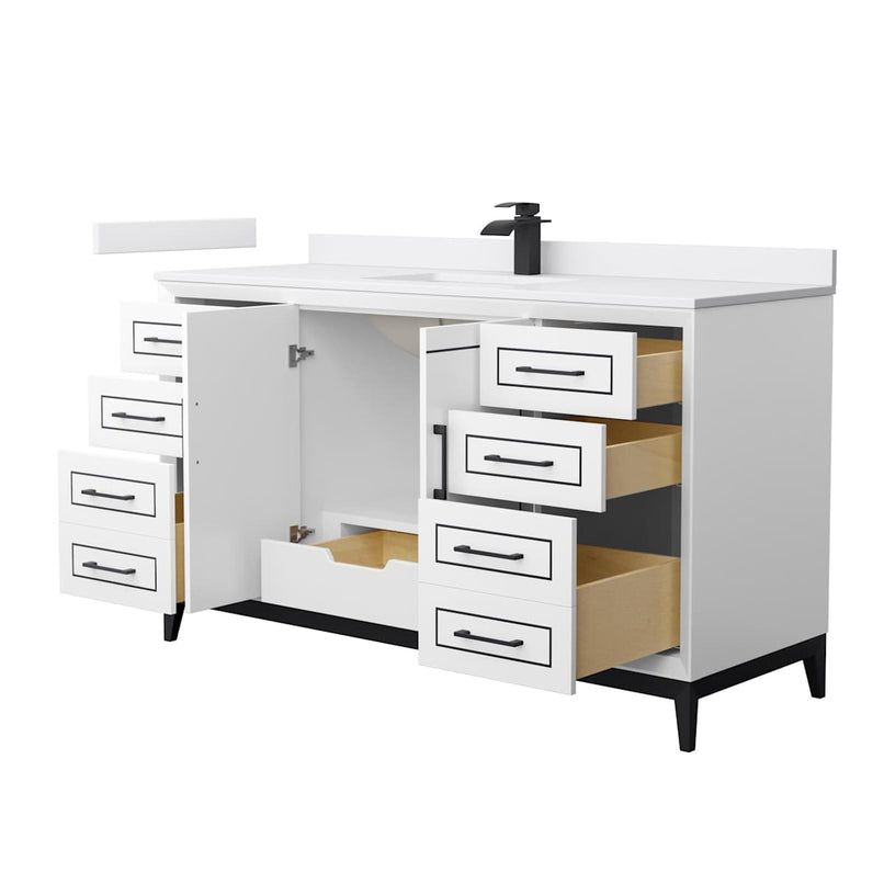 Marlena 60" Free Standing Single Basin Vanity Set with Cabinet and Cultured Marble Vanity Top - image 13