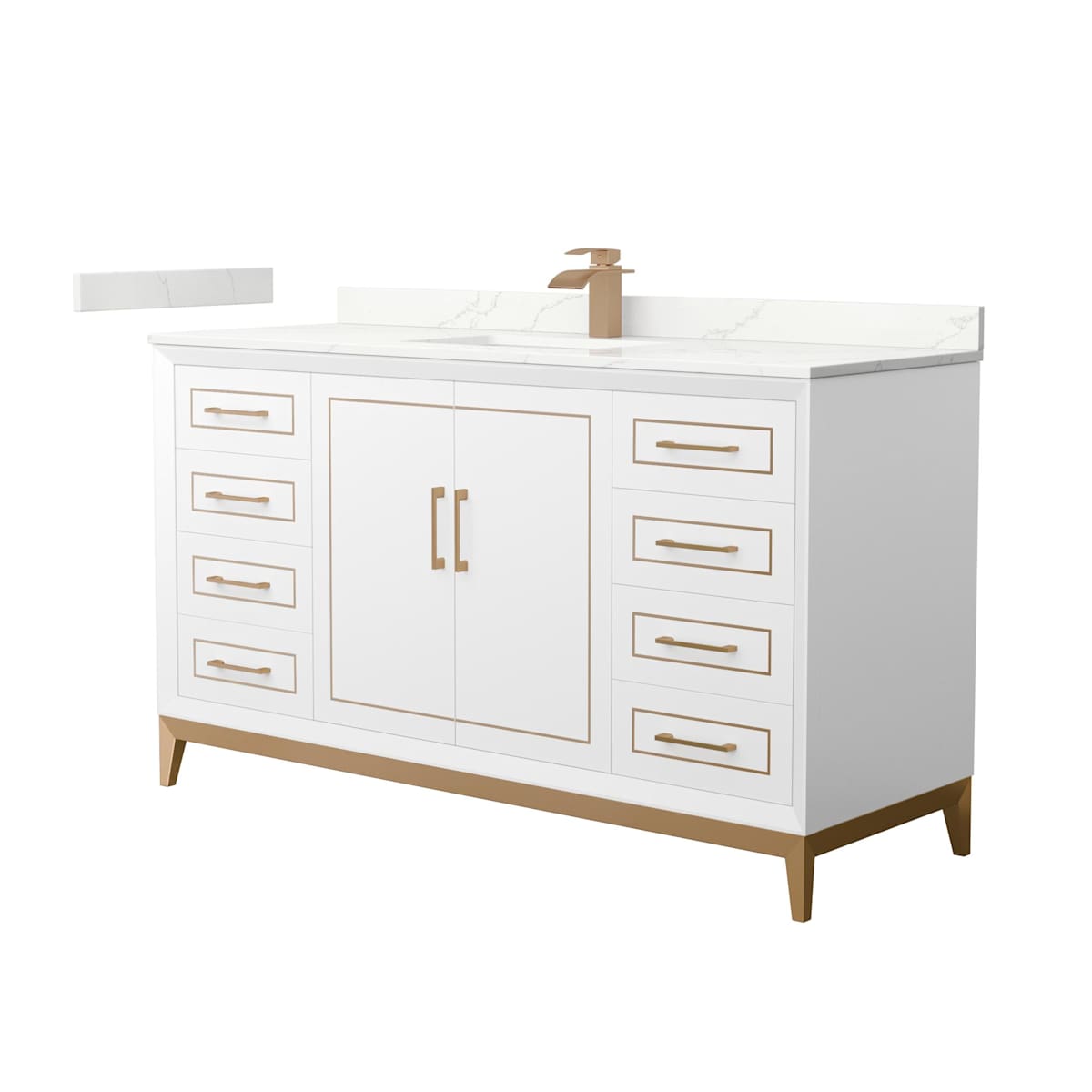 Marlena 60" Free Standing Single Basin Vanity Set with Cabinet and Quartz Vanity Top