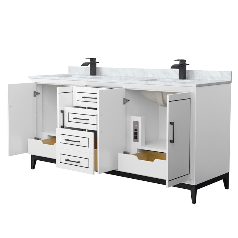 Marlena 72" Free Standing Double Basin Vanity Set with Cabinet and Marble Vanity Top - image 2