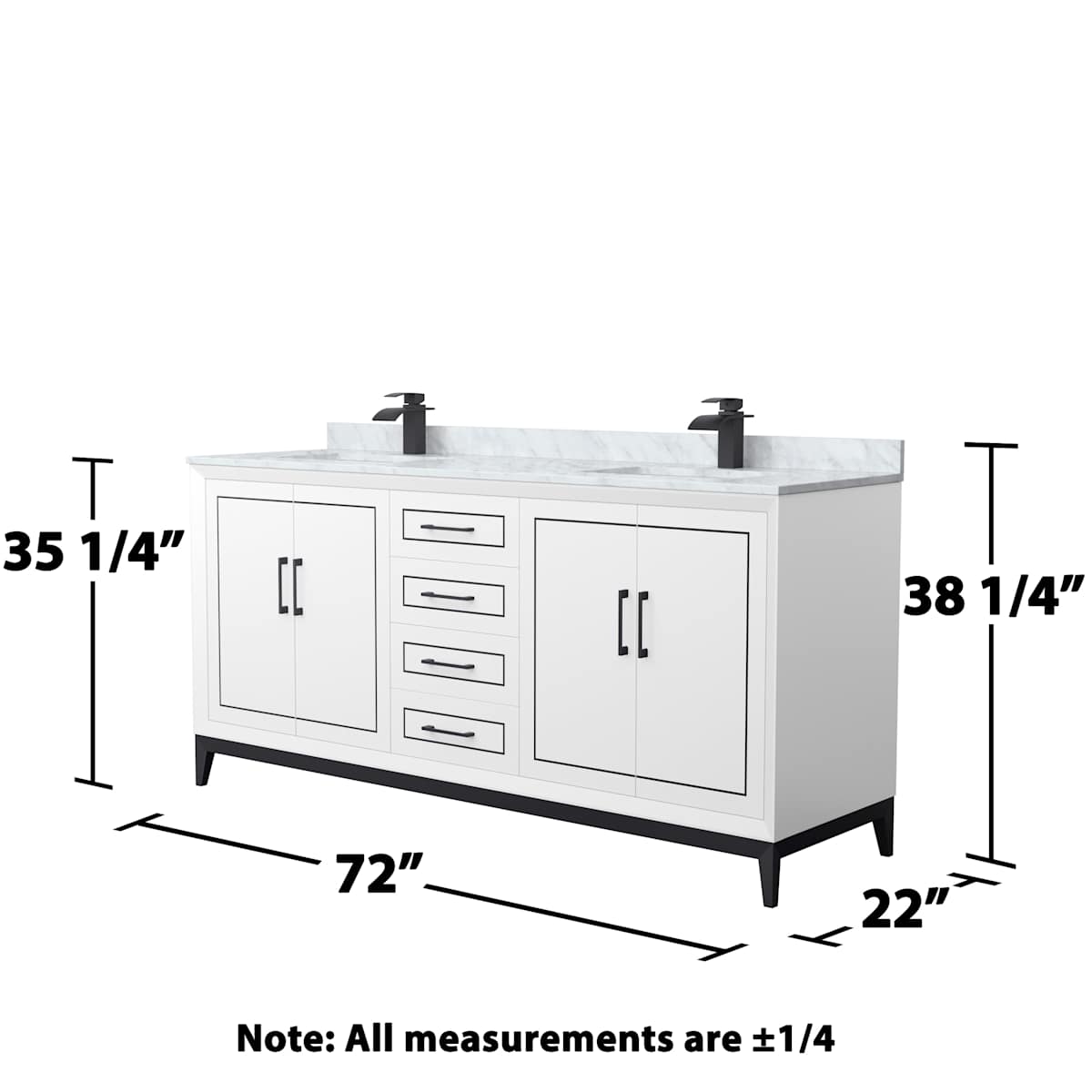 Marlena 72" Free Standing Double Basin Vanity Set with Cabinet and Marble Vanity Top
