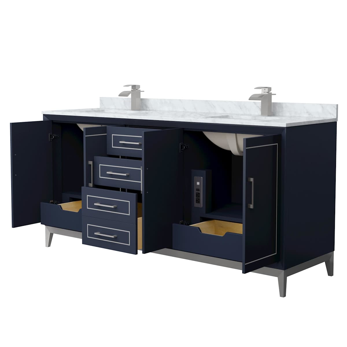 Marlena 72" Free Standing Double Basin Vanity Set with Cabinet and Marble Vanity Top - image 8