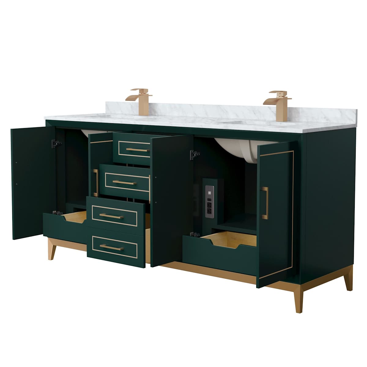 Marlena 72" Free Standing Double Basin Vanity Set with Cabinet and Marble Vanity Top
