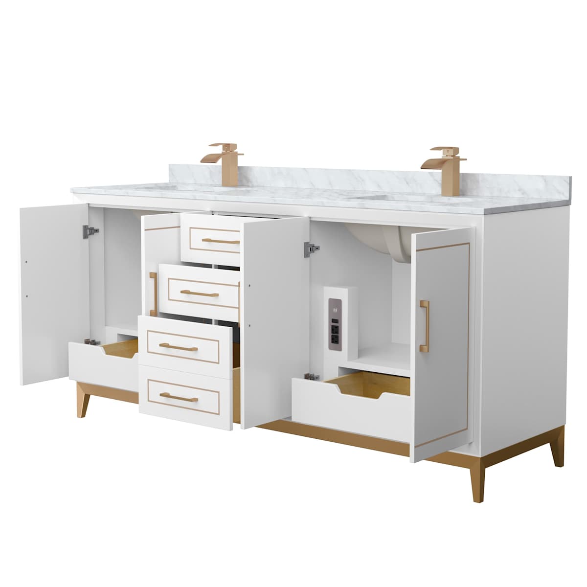 Marlena 72" Free Standing Double Basin Vanity Set with Cabinet and Marble Vanity Top - image 11