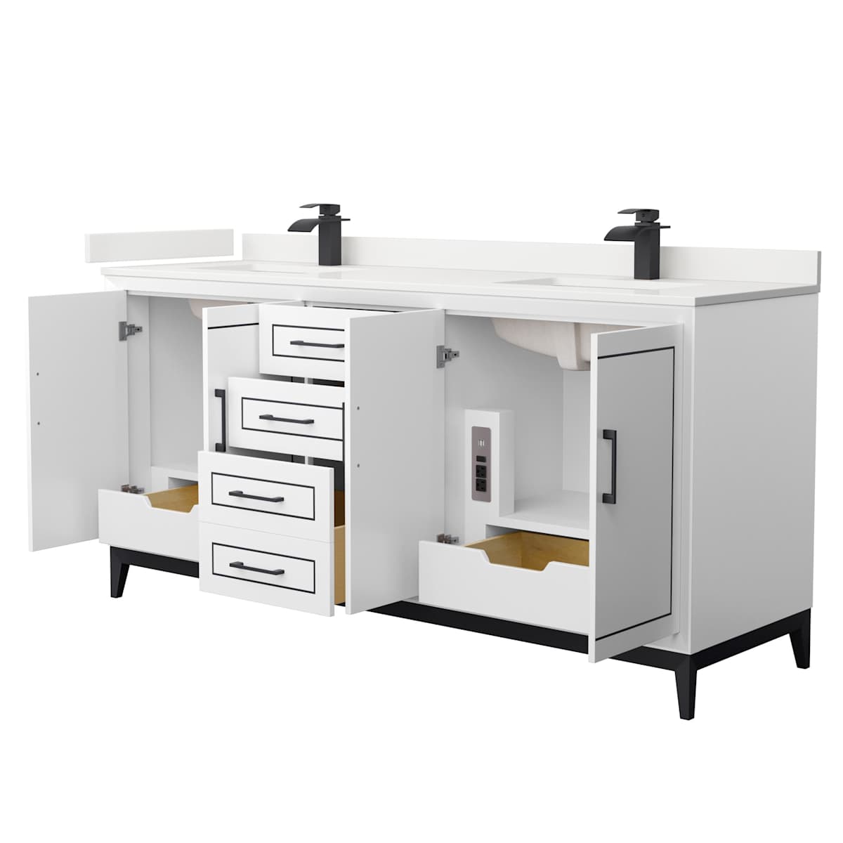 Marlena 72" Free Standing Double Basin Vanity Set with Cabinet and Quartz Vanity Top