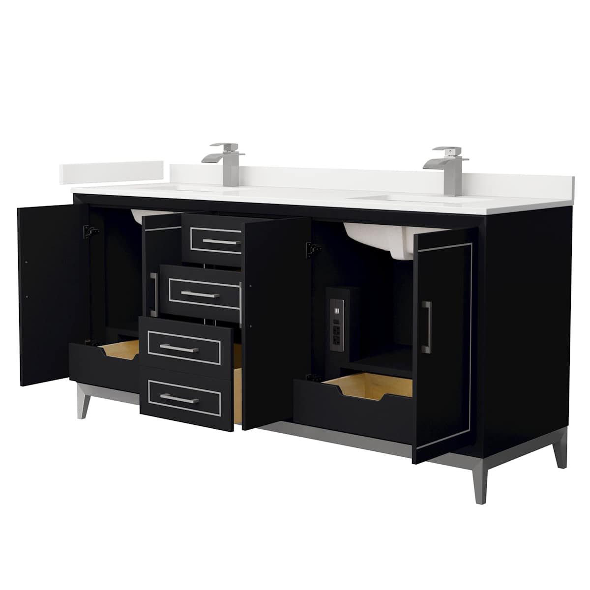 Marlena 72" Free Standing Double Basin Vanity Set with Cabinet and Quartz Vanity Top - image 15