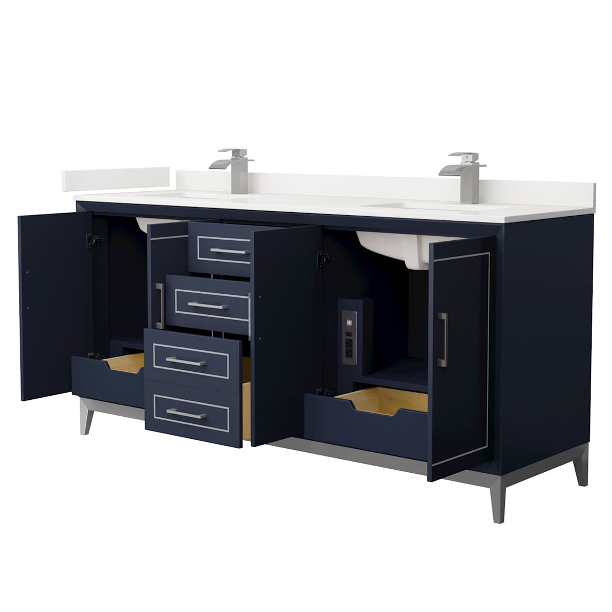 Marlena 72" Free Standing Double Basin Vanity Set with Cabinet and Quartz Vanity Top - image 17